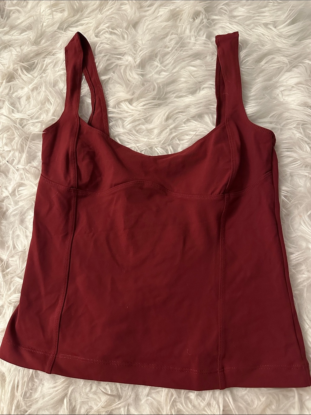 Free People Square Neck Tank Top in Deep Burgundy